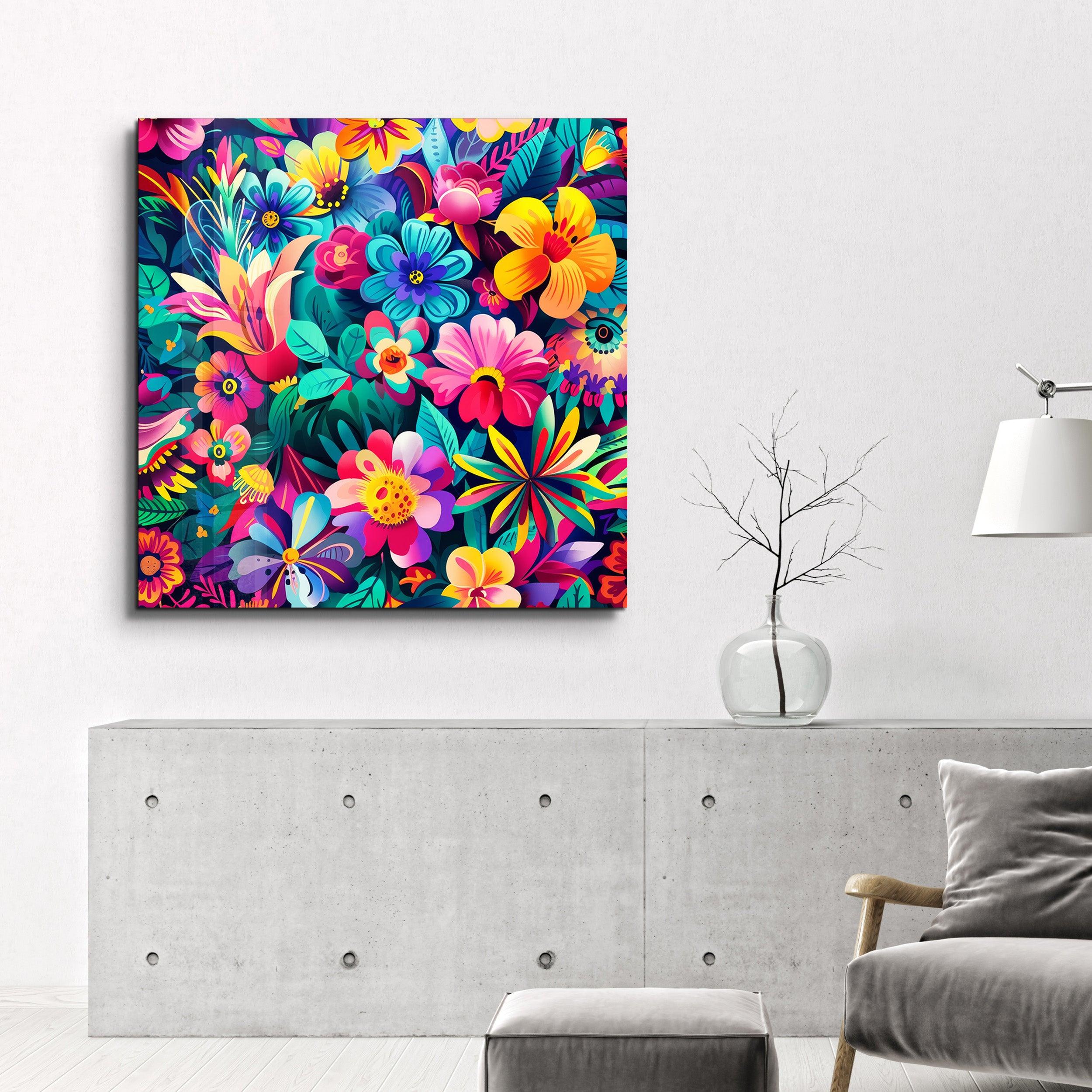 Flower Painting - Glass Wall Art - ArtDesigna Glass Printing Wall Art