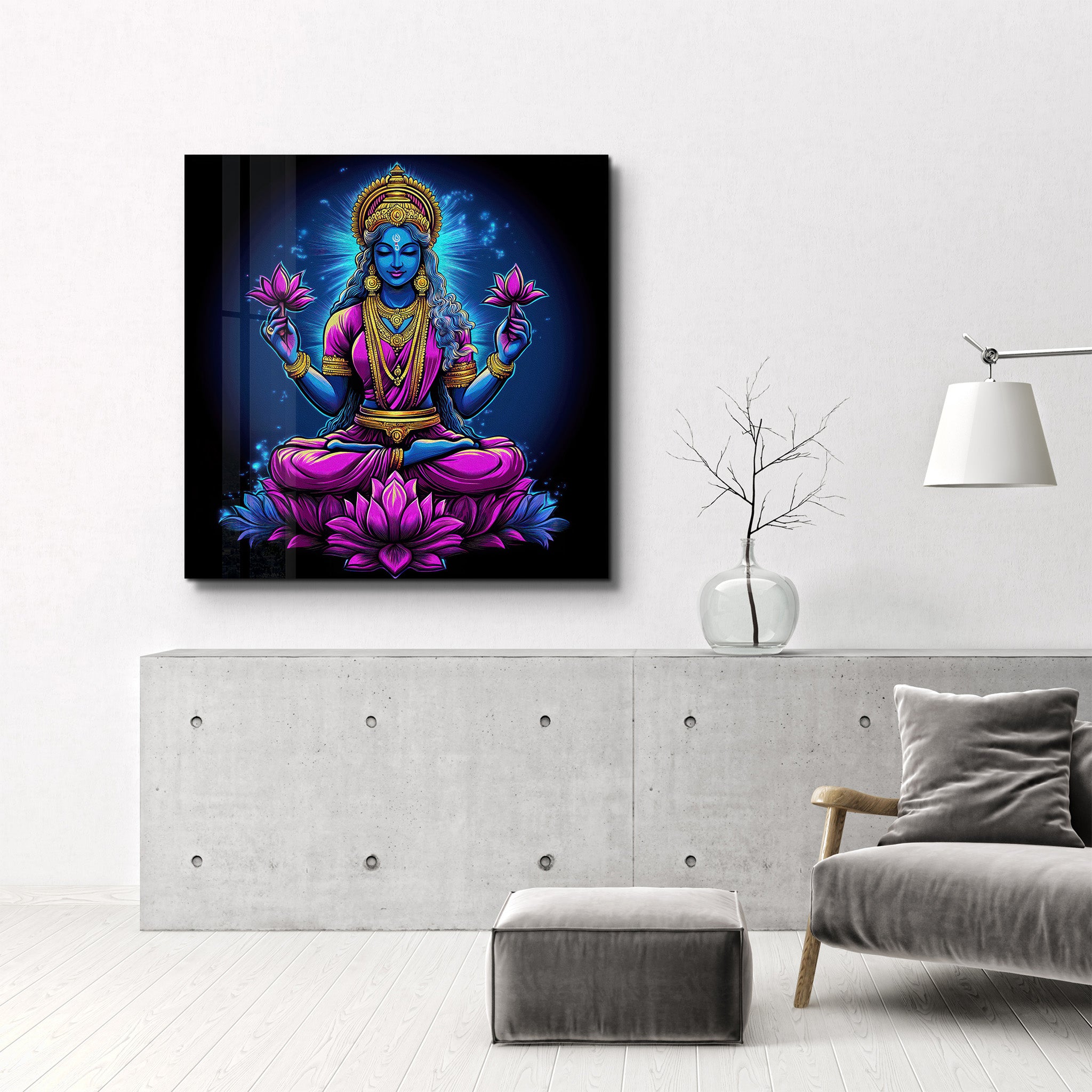 Lakshmi Goddess of Wealth | Glass Wall Art