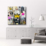 The Crowned Chaos: Abstract Graffiti-Inspired | Glass Wall Art