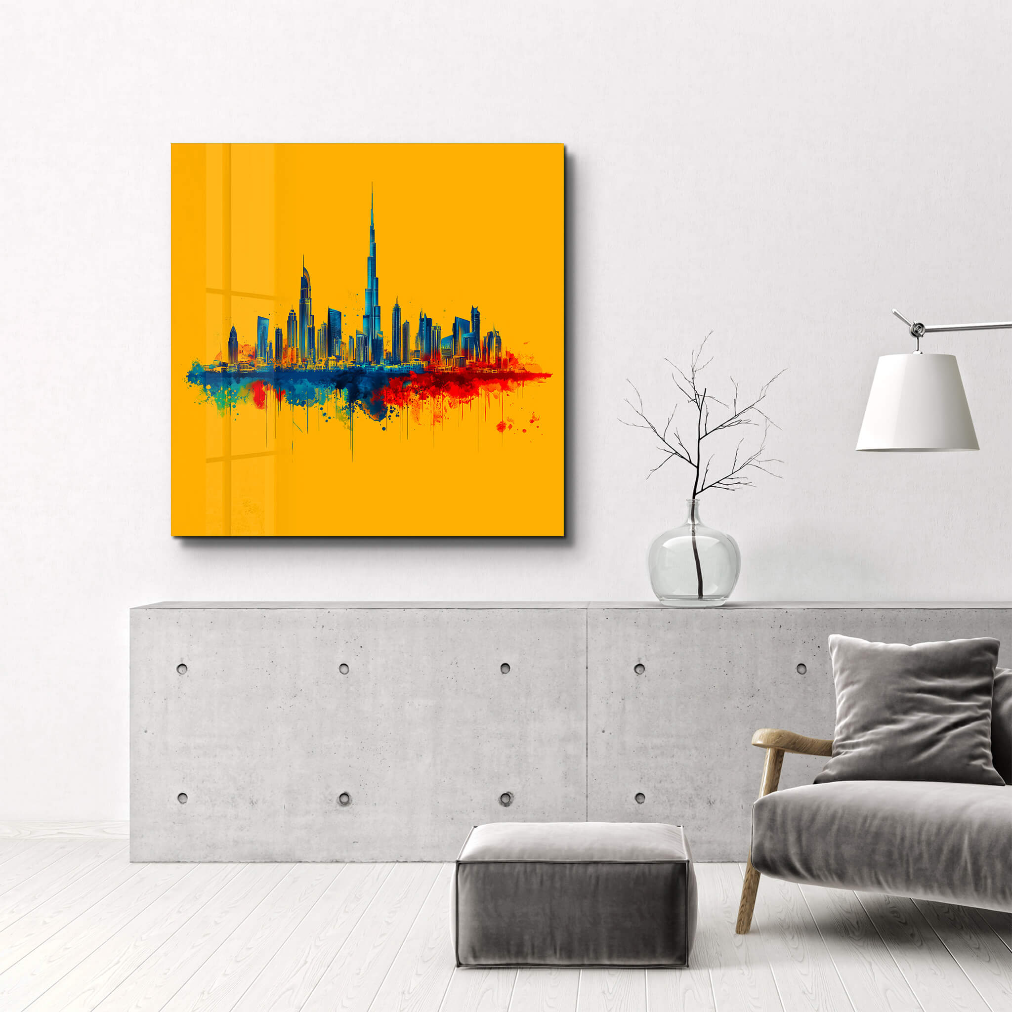 Dubai Skyline Drawing | Glass Wall Art