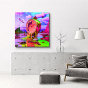 Melted Time: A Neon Surrealist Vision | Glass Wall Art