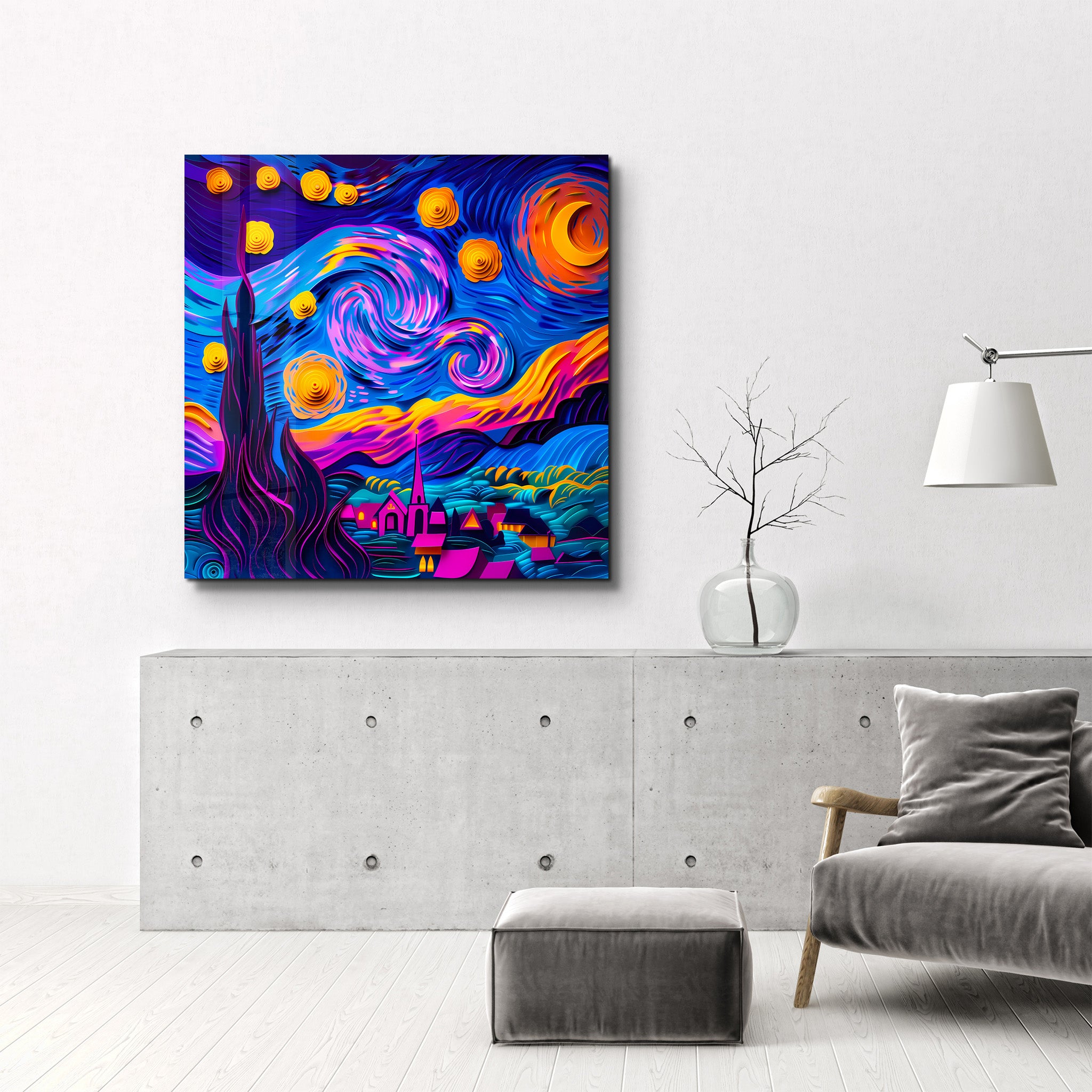 A Modern Take on Van Gogh’s Starry Sky | Glass Wall Art