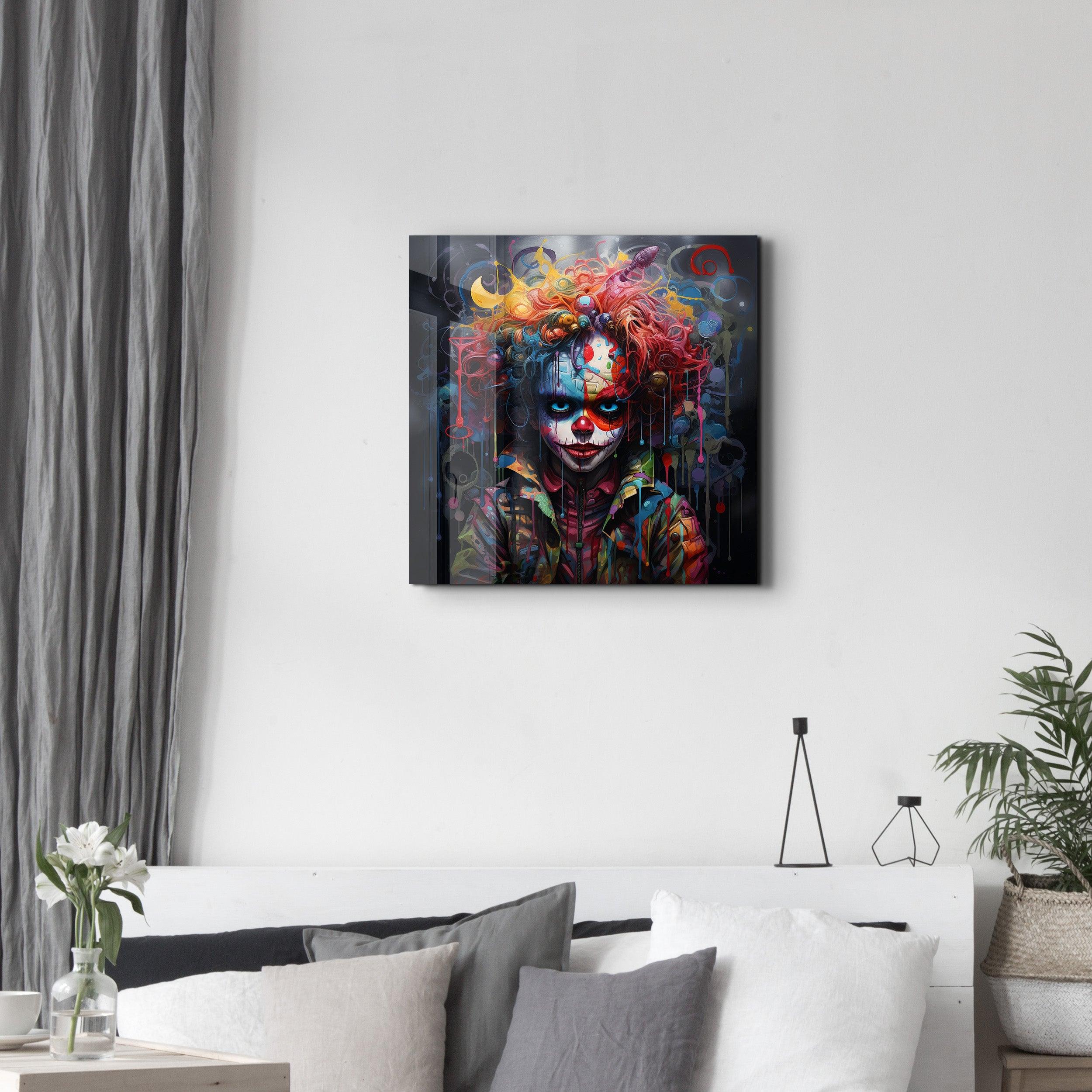 Kid Clown - Designers Collection Glass Wall Art - Artdesigna