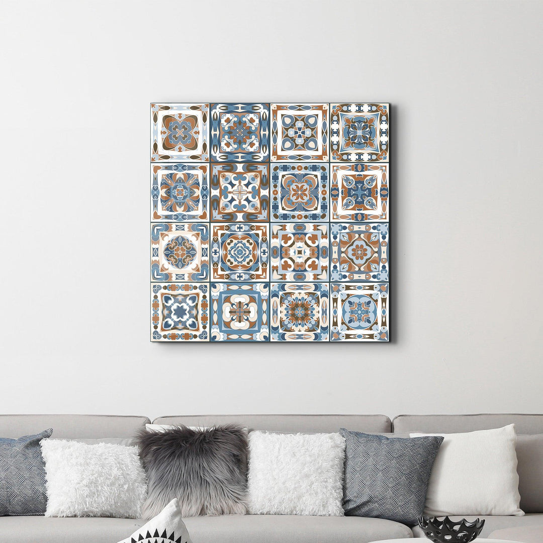 Brown-Blue Italian Ceramic Tiles Collection | Glass Wall Art