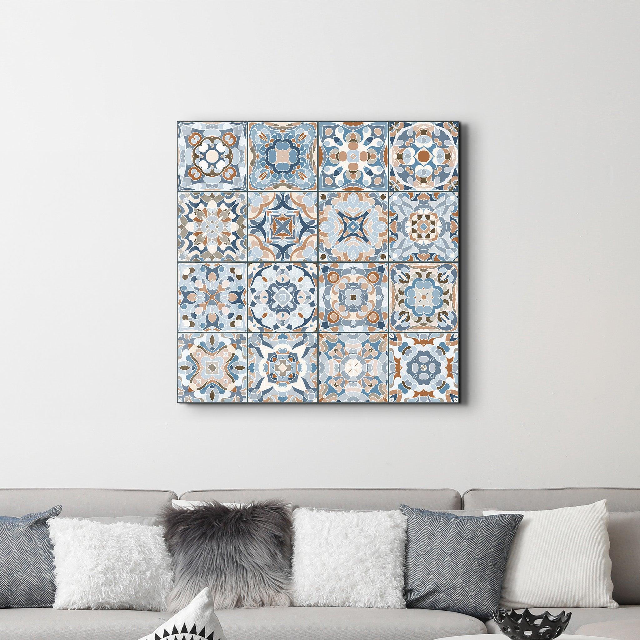 Light-Blue Italian Ceramic Tiles Collection | Glass Wall Art - Artdesigna