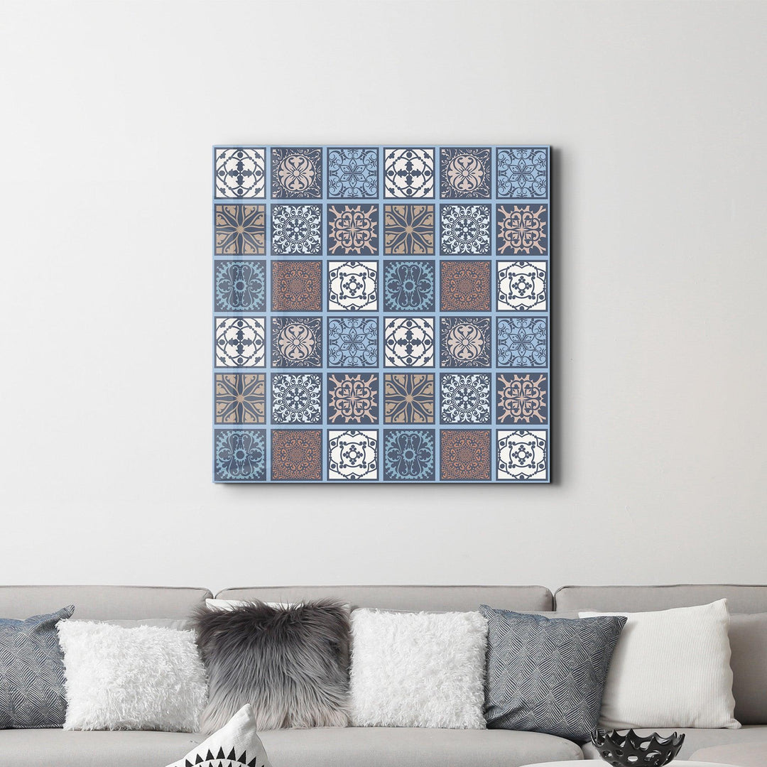 Blue-Brown Italian Ceramic Tiles Collection | Glass Wall Art