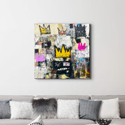 The Crowned Chaos: Abstract Graffiti-Inspired | Glass Wall Art