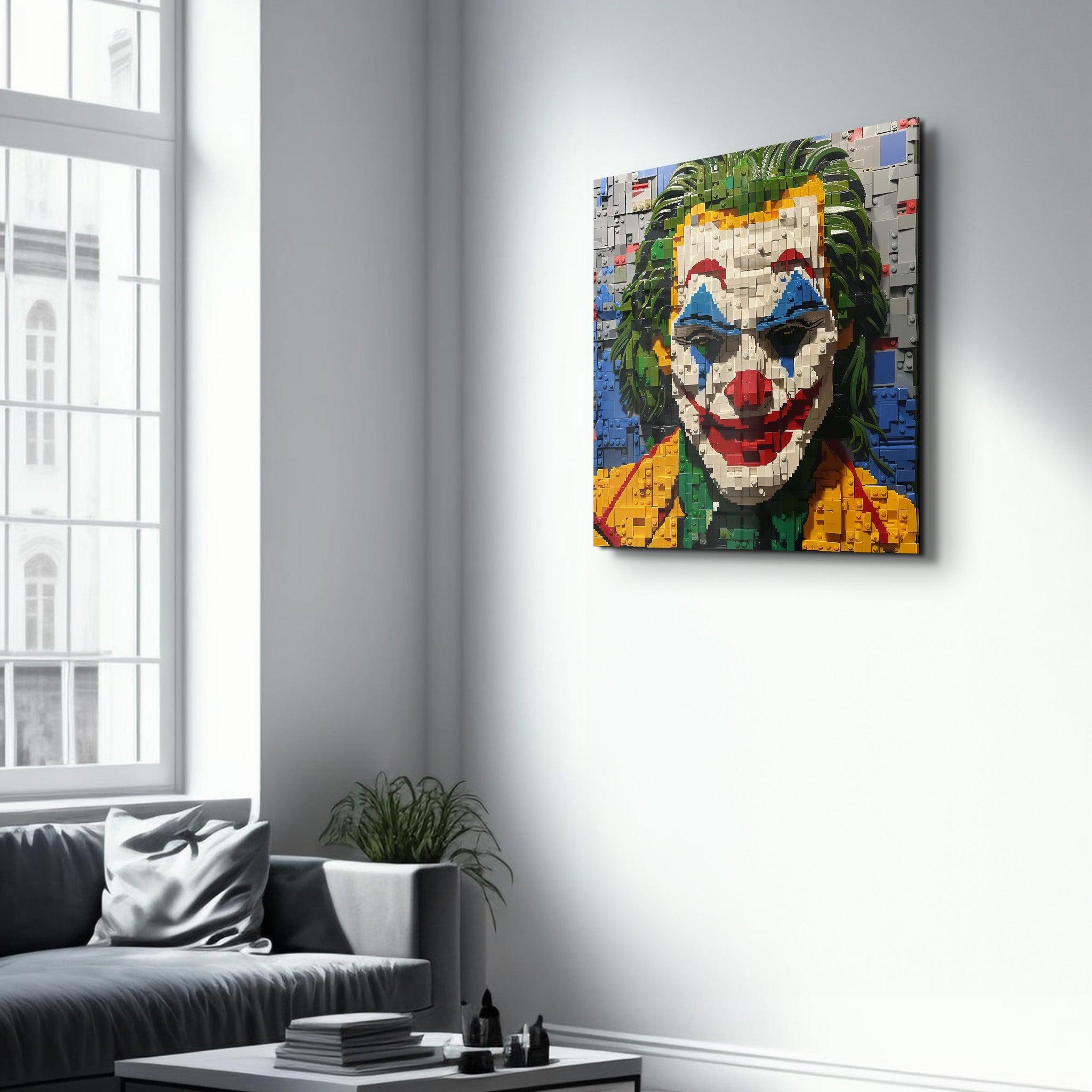 Joker Lego Face | Glass Wall Art - ArtDesigna Glass Printing Wall Art