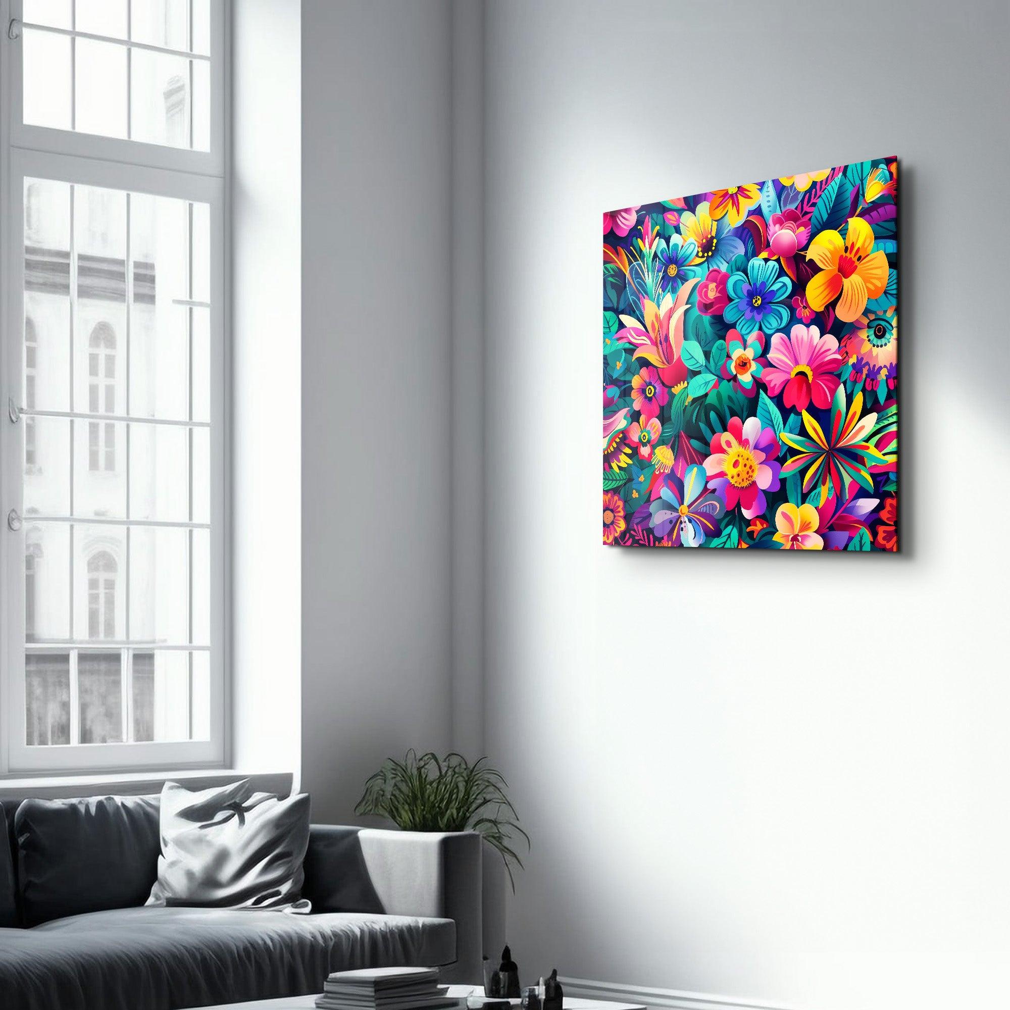 Flower Painting - Glass Wall Art - ArtDesigna Glass Printing Wall Art