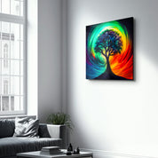 Tree of Life Oil Paint | Glass Wall Art - Artdesigna