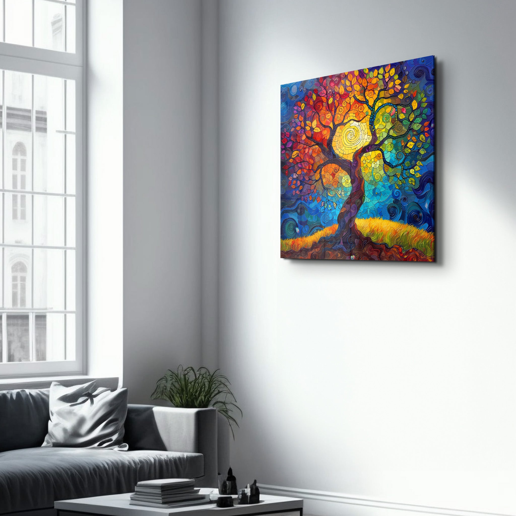 Tree of Life Mosaic Style | Glass Wall Art