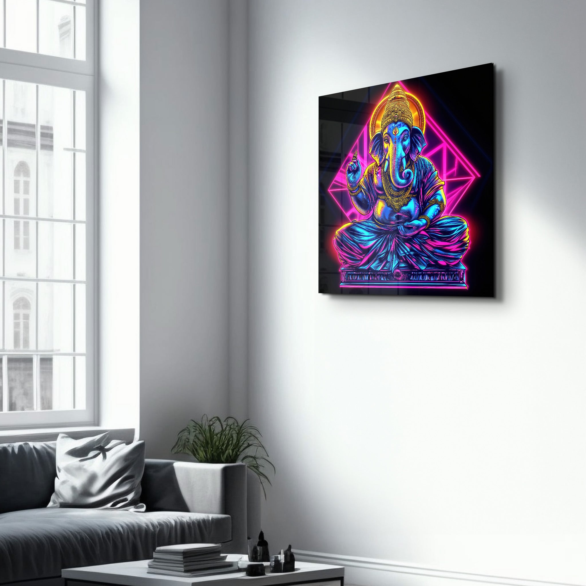 Lord Ganesha Reimagined | Glass Wall Art