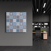 Blue-Brown Italian Ceramic Tiles Collection | Glass Wall Art - ArtDesigna Glass Printing Wall Art