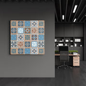 Blue-Light Brown Italian Ceramic Tiles Collection | Glass Wall Art - ArtDesigna Glass Printing Wall Art