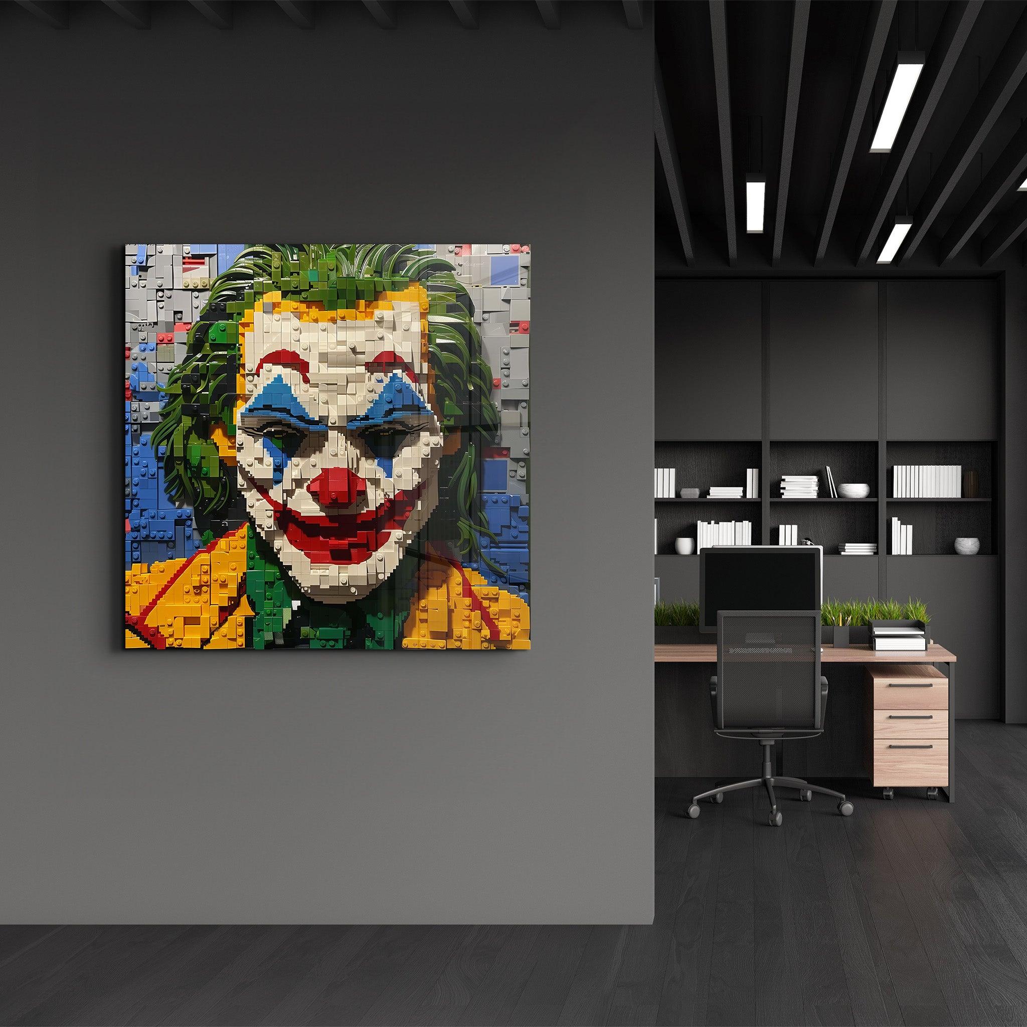 Joker Lego Face | Glass Wall Art - ArtDesigna Glass Printing Wall Art