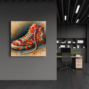 Flower Sneaker | Glass Wall Art