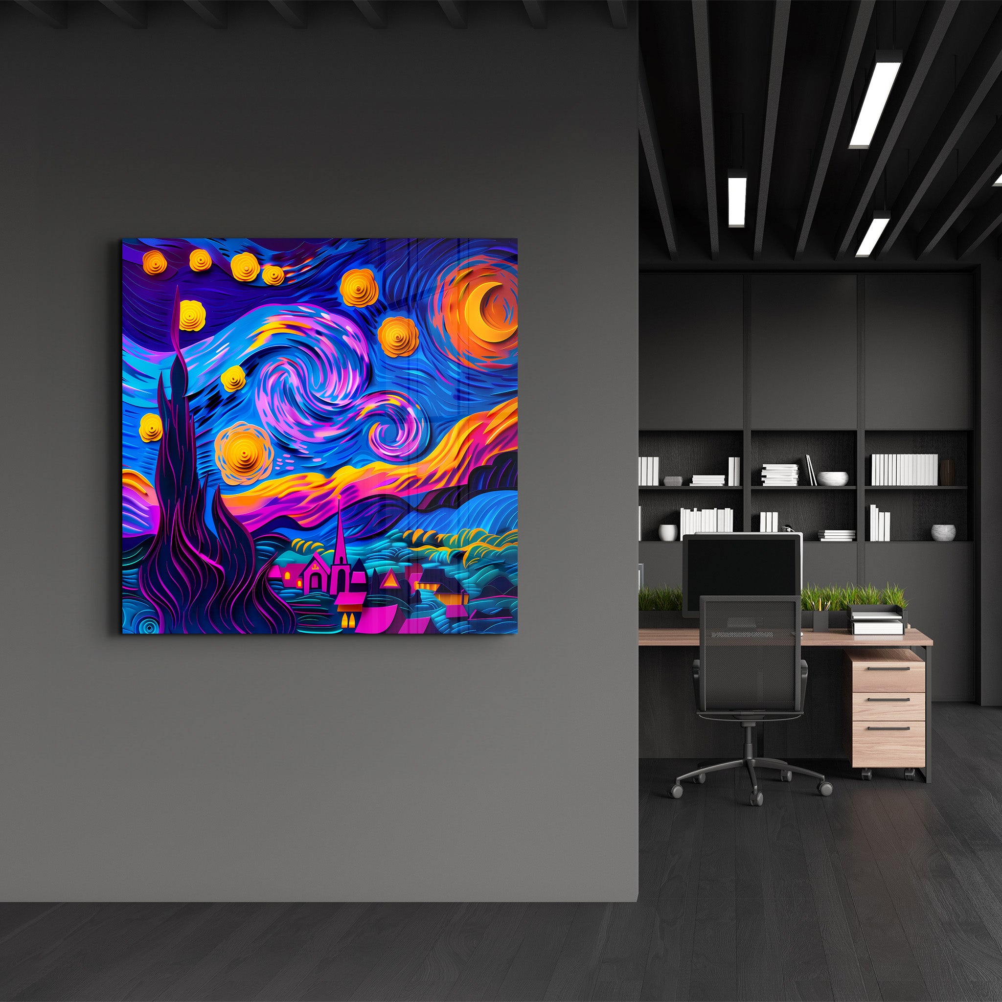 A Modern Take on Van Gogh’s Starry Sky | Glass Wall Art