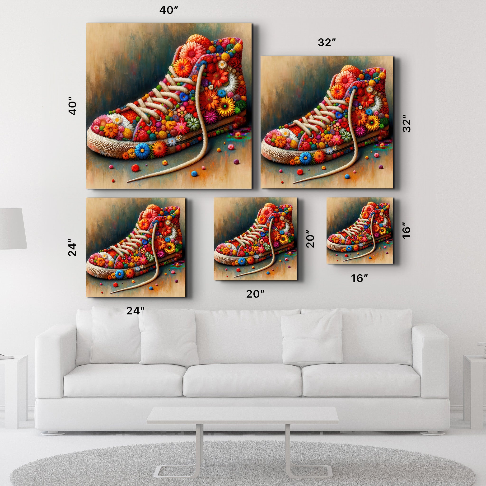 Flower Sneaker | Glass Wall Art - Artdesigna