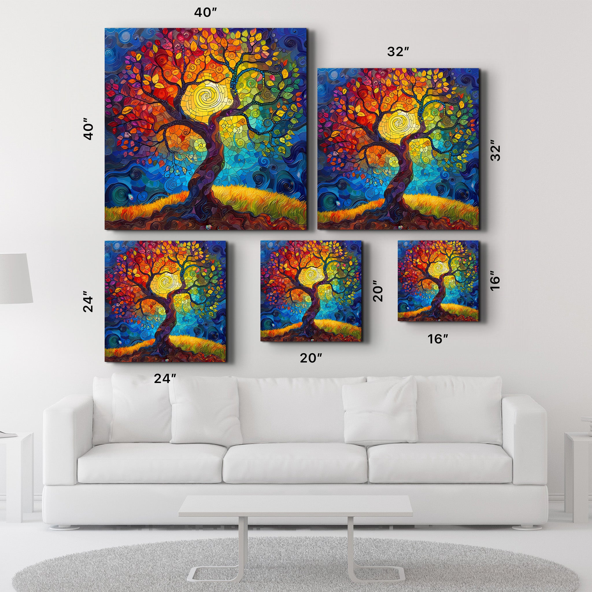 Tree of Life Mosaic Style | Glass Wall Art