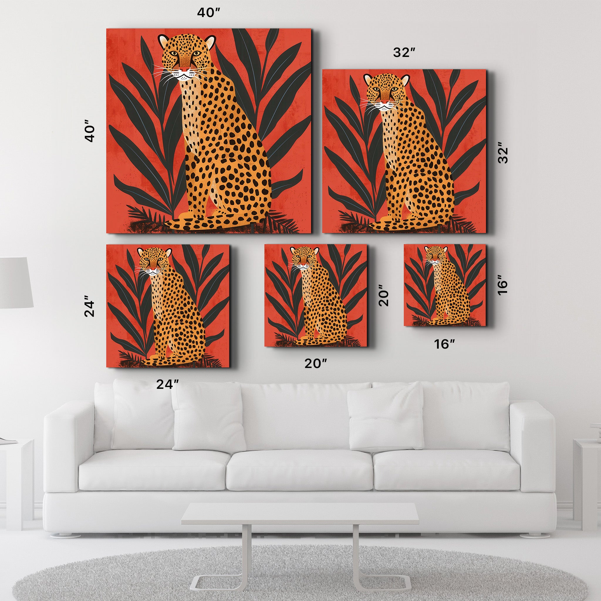 Leopard Retro | Glass Wall Art - Artdesigna