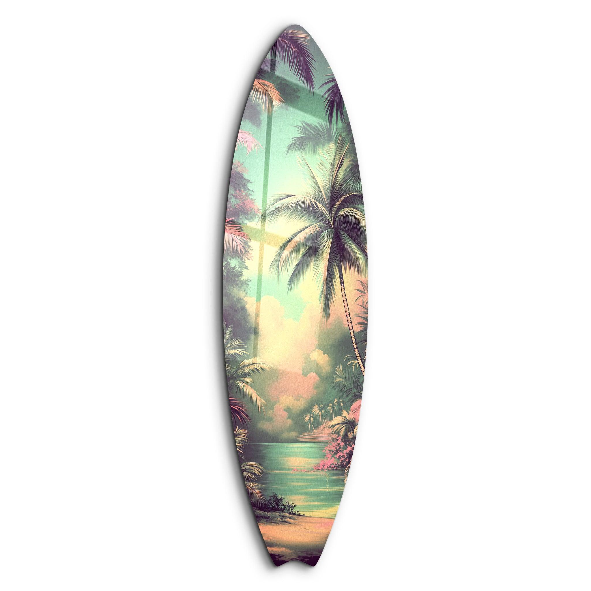 Tropical Paradise | Surfboard Glass Wall Art