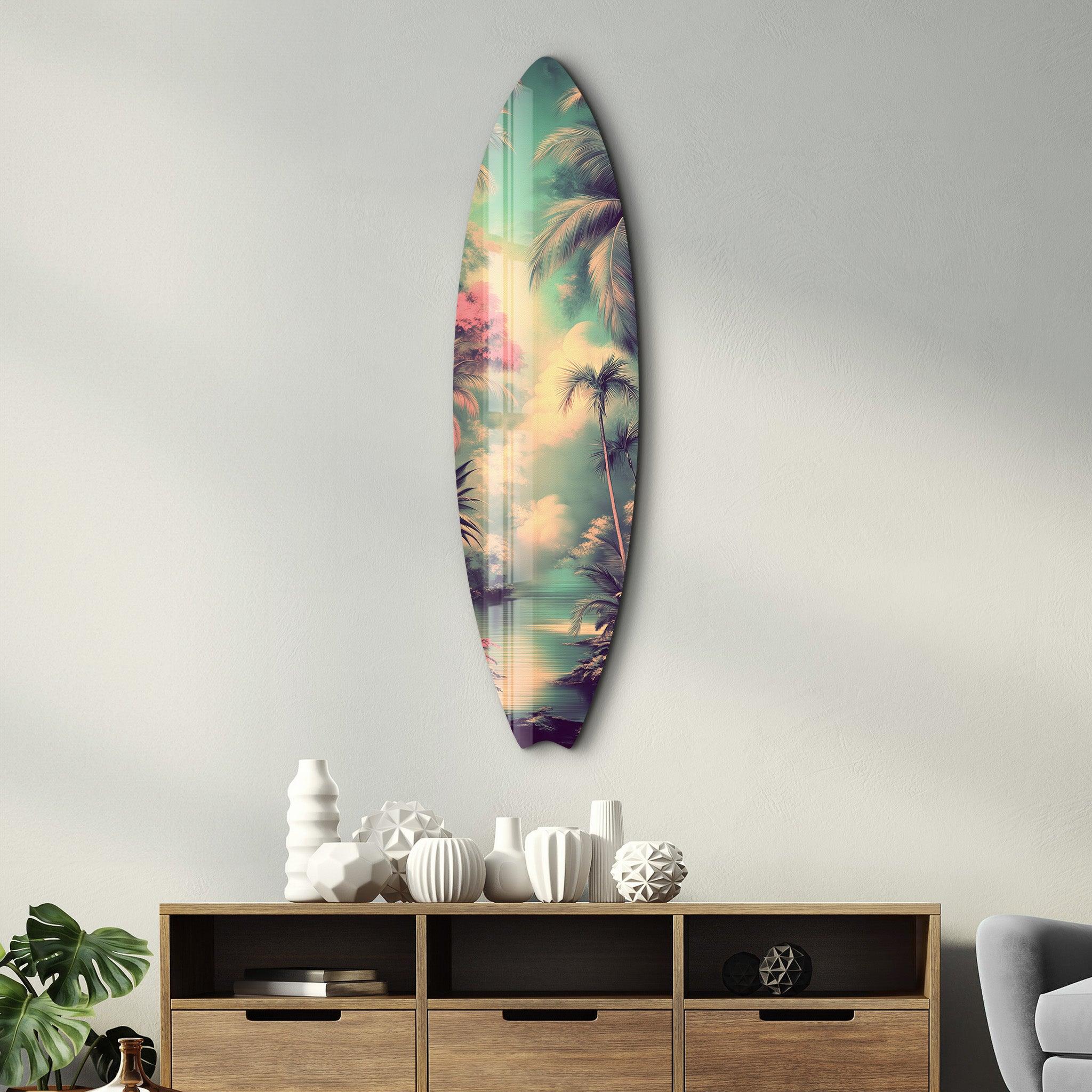 Tropical Paradise 2 | Surfboard Glass Wall Art