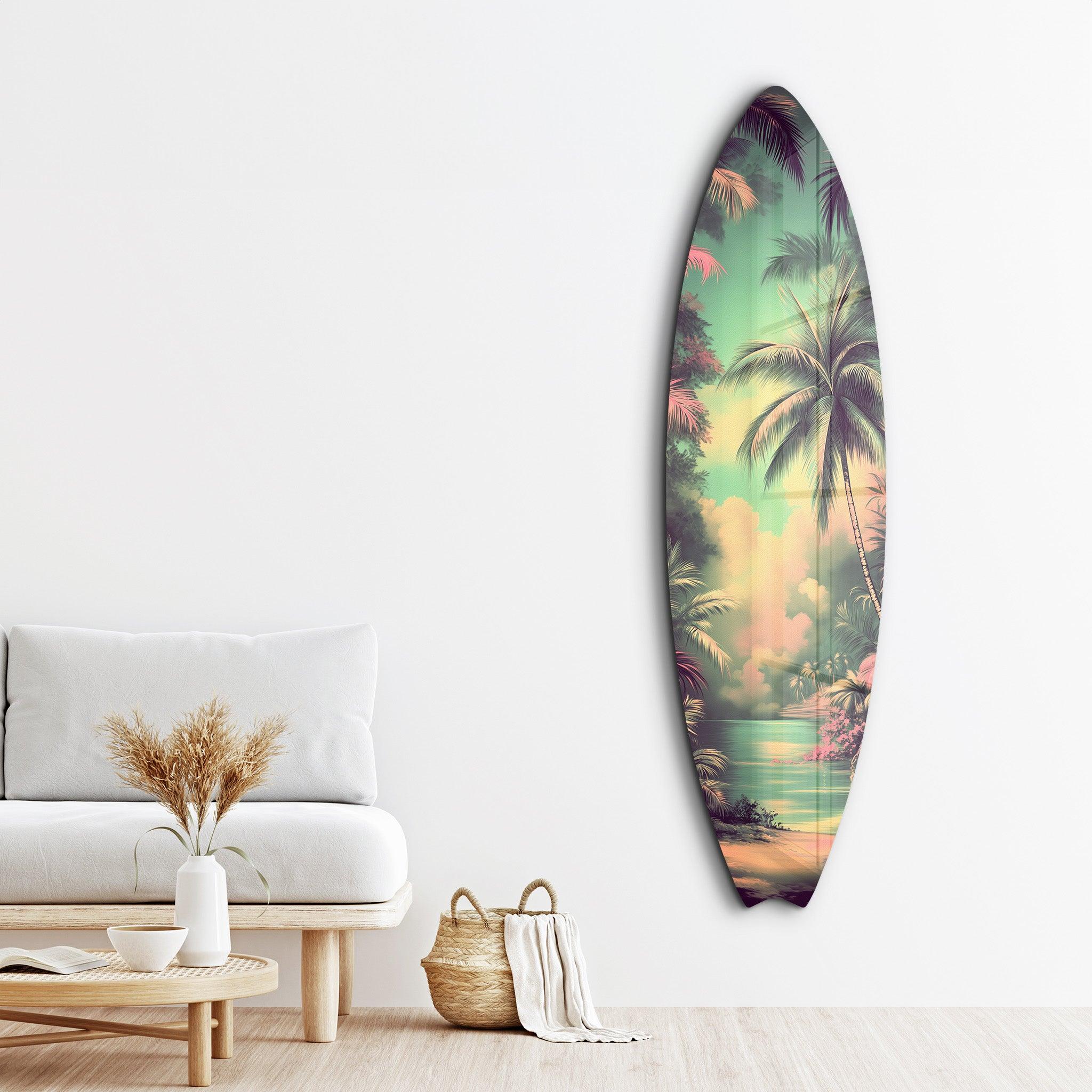 Tropical Paradise | Surfboard Glass Wall Art