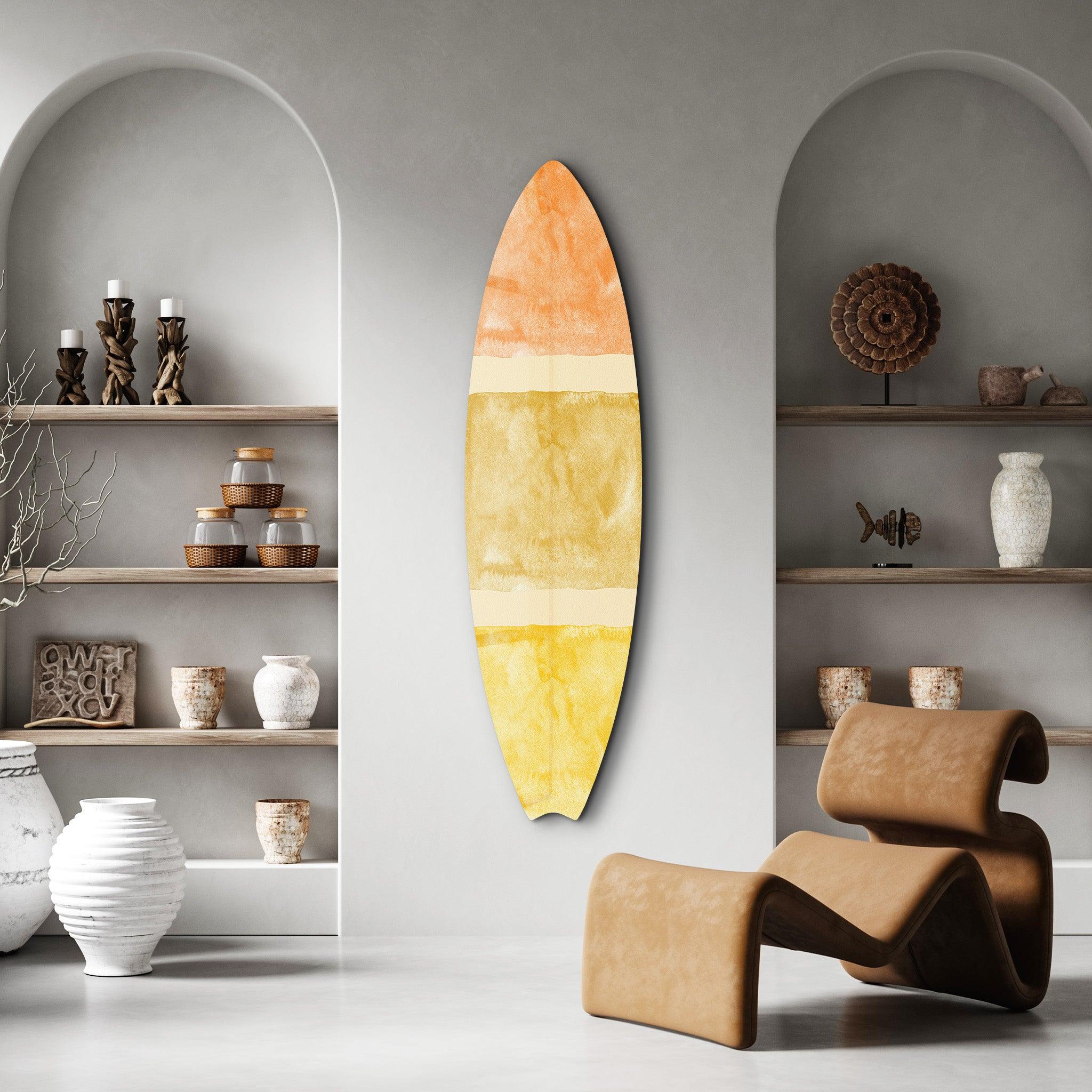 Golden Horizon Abstract | Surfboard Glass Wall Art