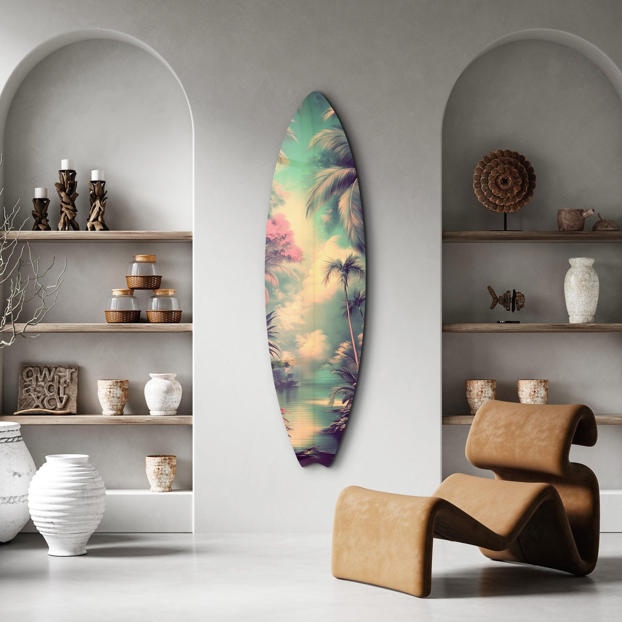 Tropical Paradise 2 | Surfboard Glass Wall Art