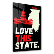 Love This State Illinois | Glass Wall Art - ArtDesigna Glass Printing Wall Art
