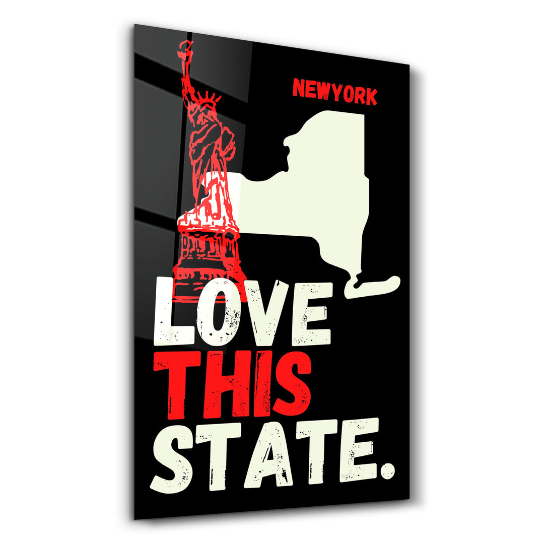 Love This State NewYork | Glass Wall Art