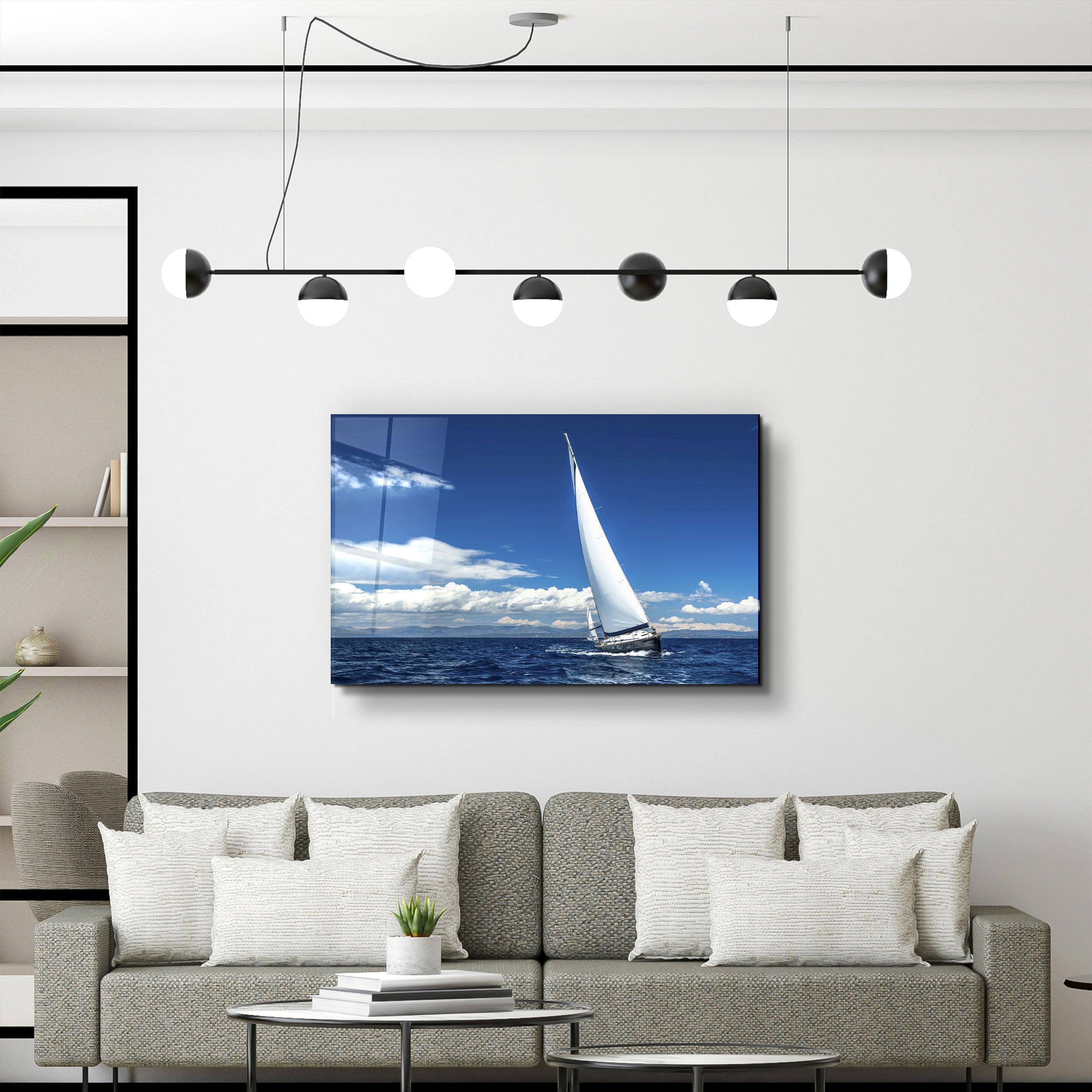 Sailing in the Ocean | Glass Printing Wall Art - Artdesigna