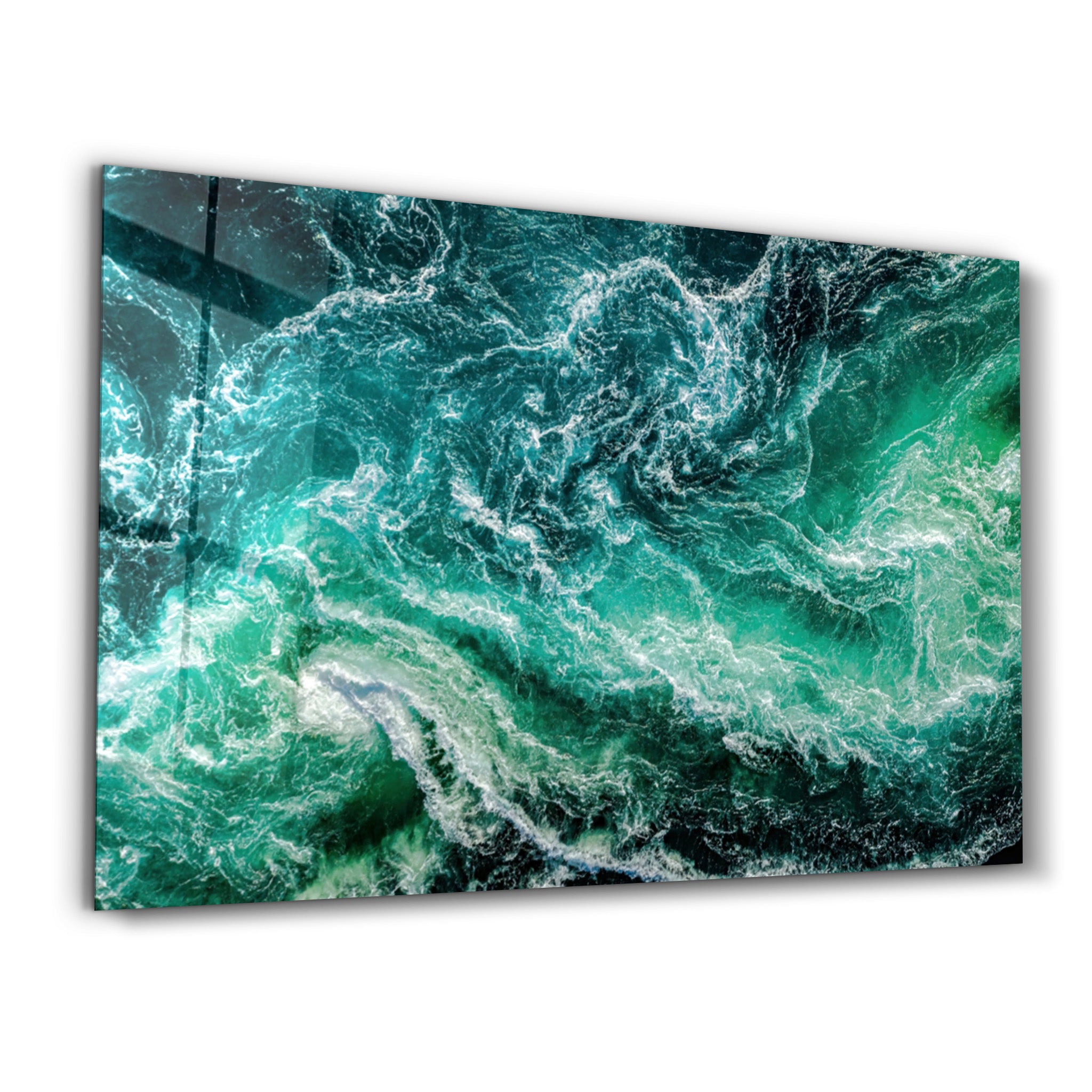 ・"Green Waves"・Glass Wall Art - ArtDesigna Glass Printing Wall Art