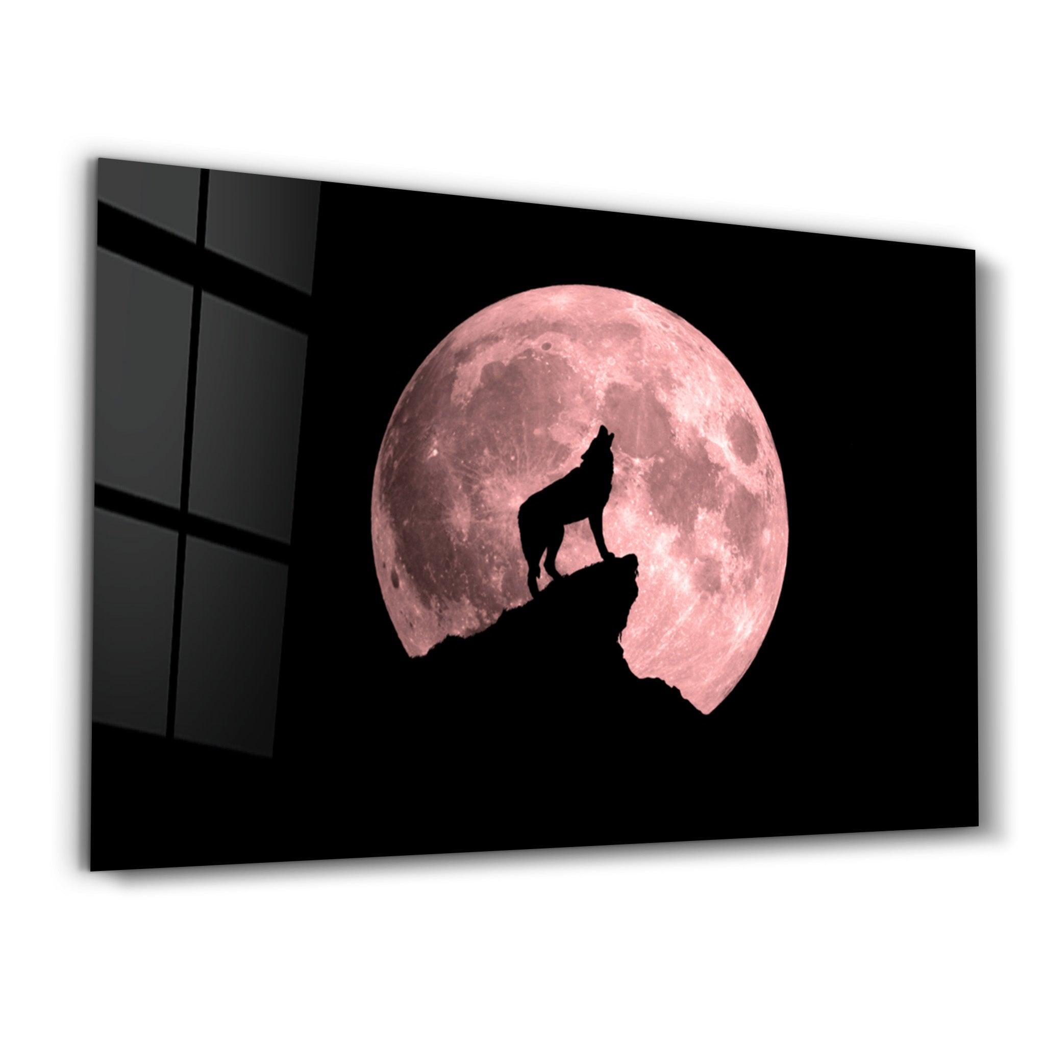 Wolf and Moon | Glass Wall Art - ArtDesigna Glass Printing Wall Art