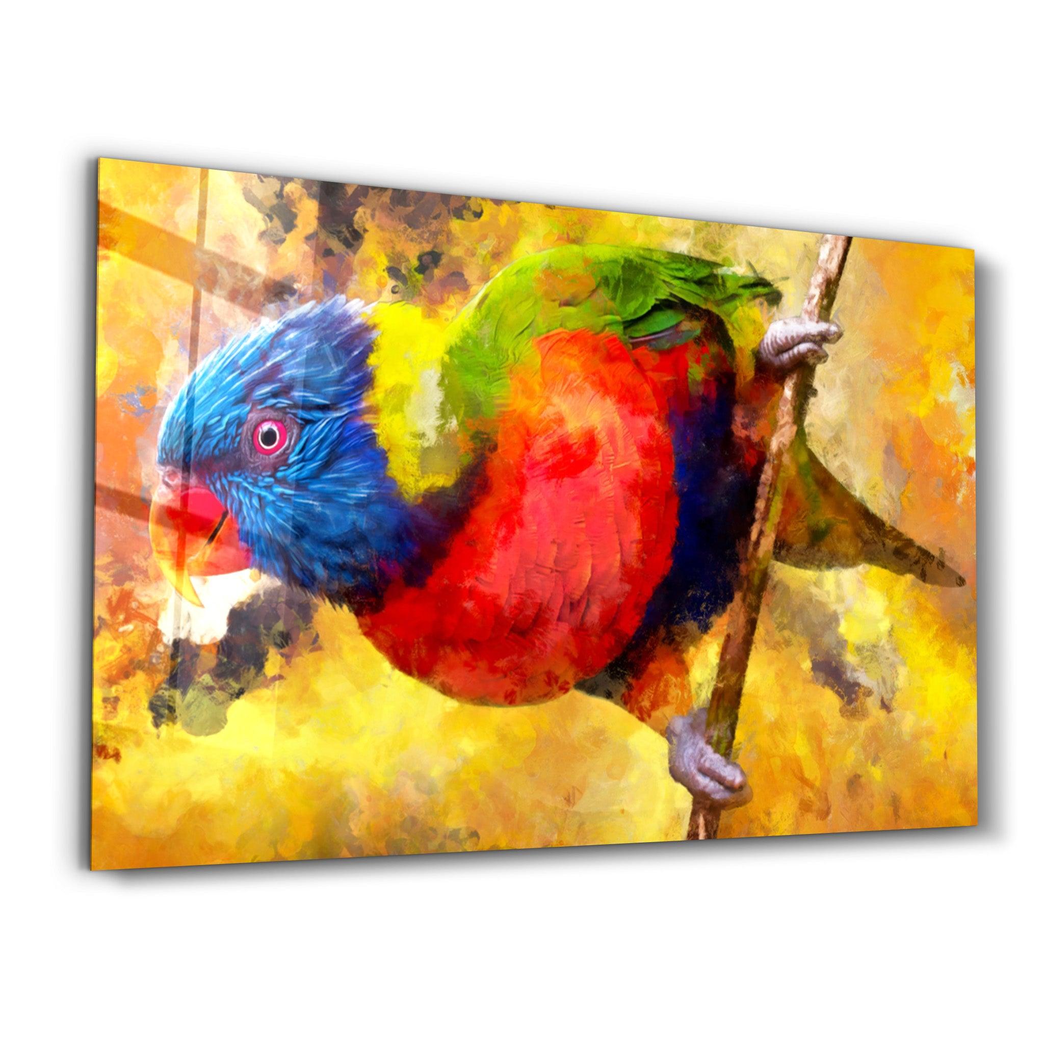 Abstract Colorful Parrot | Glass Wall Art - ArtDesigna Glass Printing Wall Art
