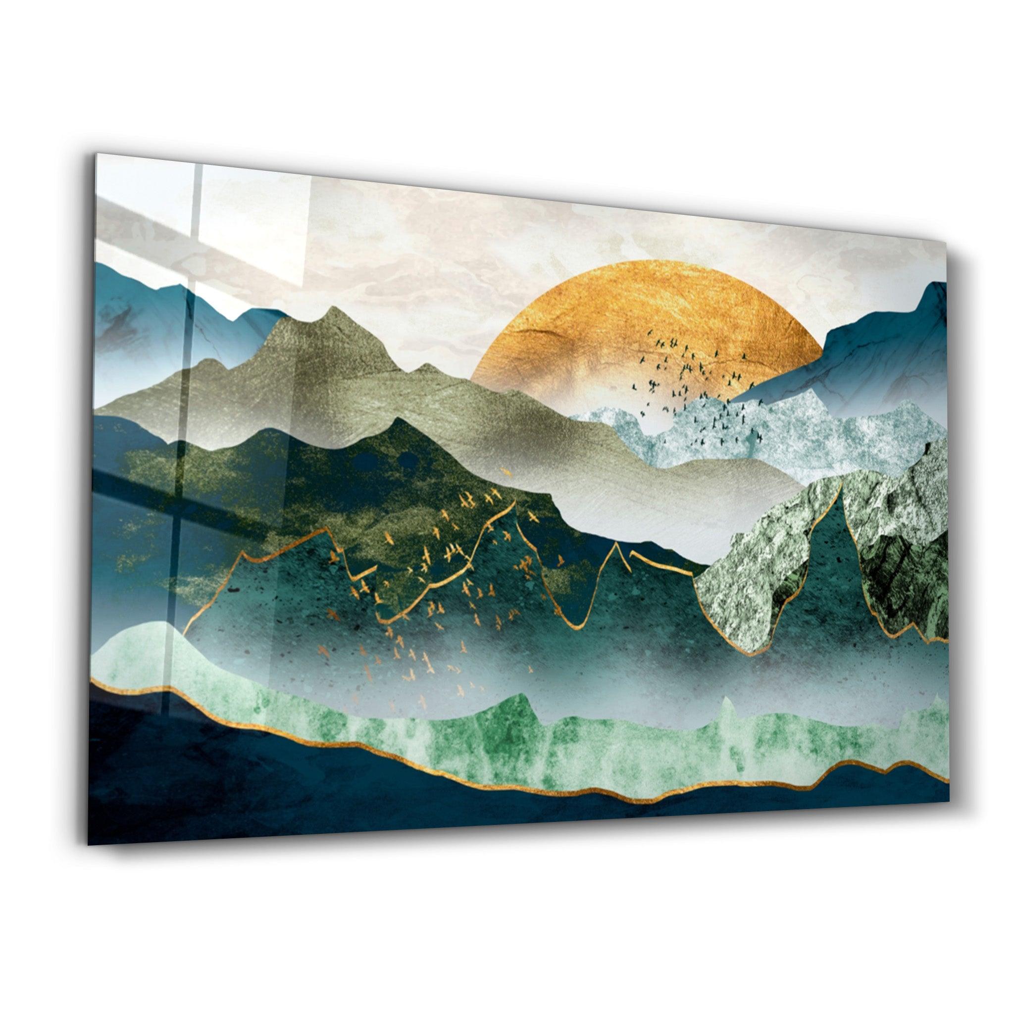 ・"Abstract Birds and Sunset"・Glass Wall Art - ArtDesigna Glass Printing Wall Art