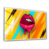 Abstract Pink Lips | Glass Wall Art