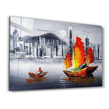 Abstract Colorful Boat | Glass Wall Art