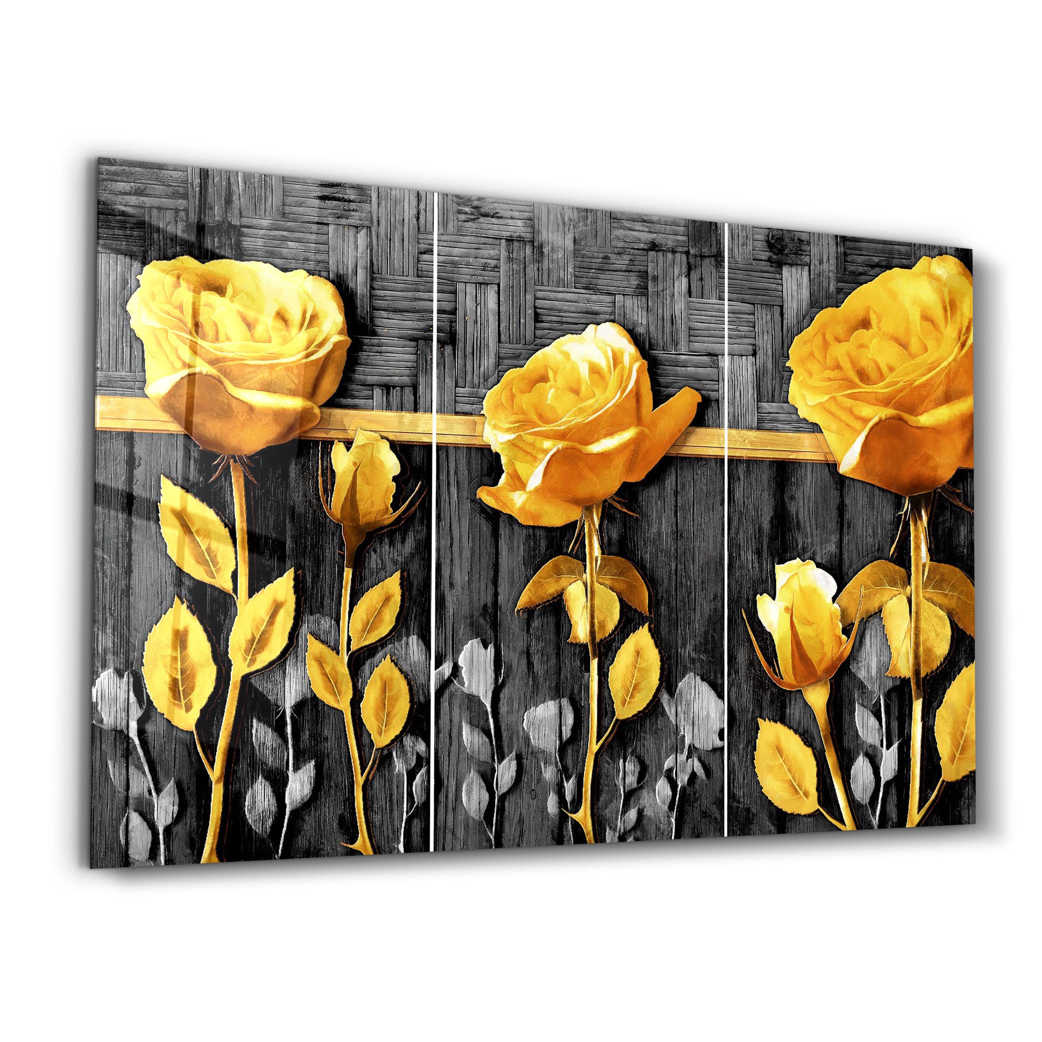 ・"Yellow Flowers"・Glass Wall Art - ArtDesigna Glass Printing Wall Art