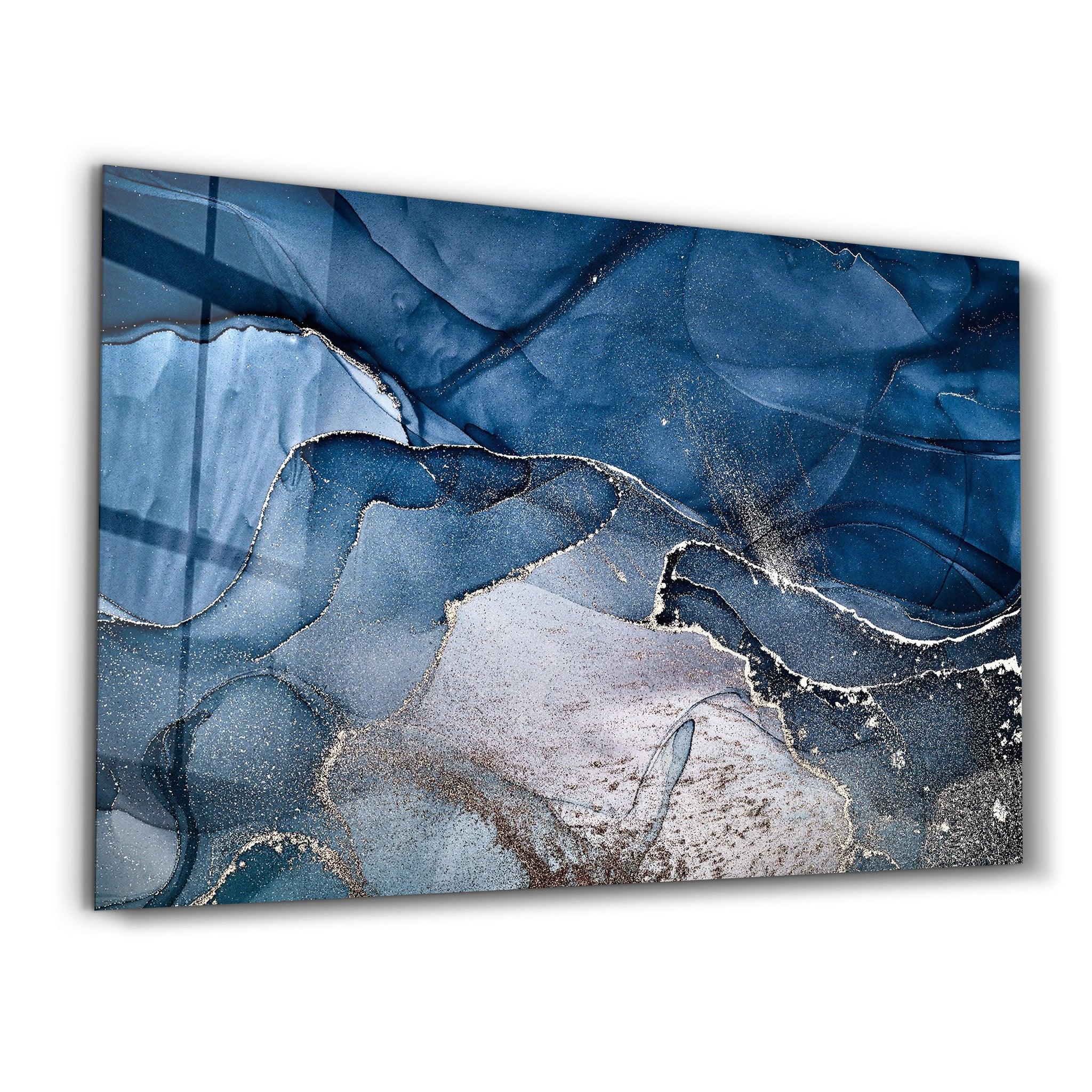 Dark Blue Wave Pattern V3 | Glass Wall Art - ArtDesigna Glass Printing Wall Art
