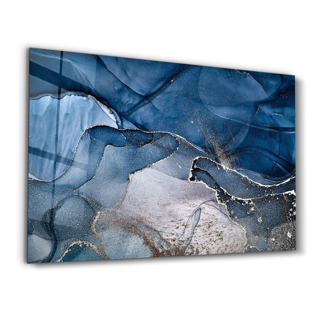 ・"Dark Blue Wave Pattern V3"・Glass Wall Art - ArtDesigna Glass Printing Wall Art