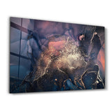 Orange and Blue Wave Pattern | Glass Wall Art