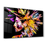 Abstract Colorful Woman Portrait V1 | Glass Wall Art