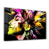 Abstract Colorful Woman Portrait V2 | Glass Wall Art