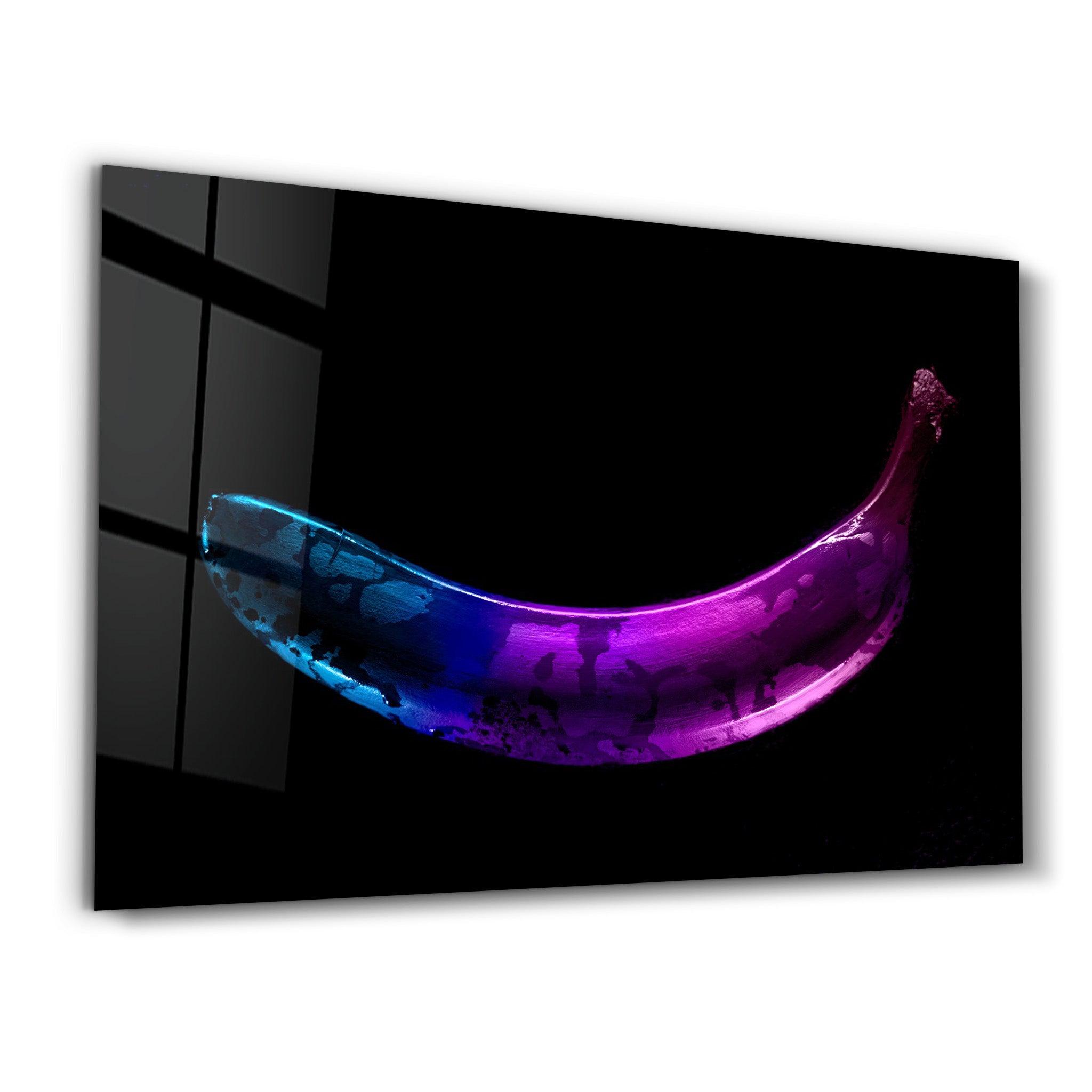 Abstract Blue and Purple Banana | Glass Wall Art - ArtDesigna Glass Printing Wall Art