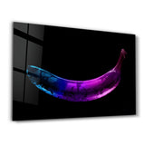 Abstract Blue and Purple Banana | Glass Wall Art