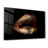 Goldene Lippen – Glasbild