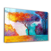 Abstract Colorful Trees | Glass Wall Art - ArtDesigna Glass Printing Wall Art