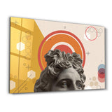 Abstract Shapes and Statue | Glass Wall Art