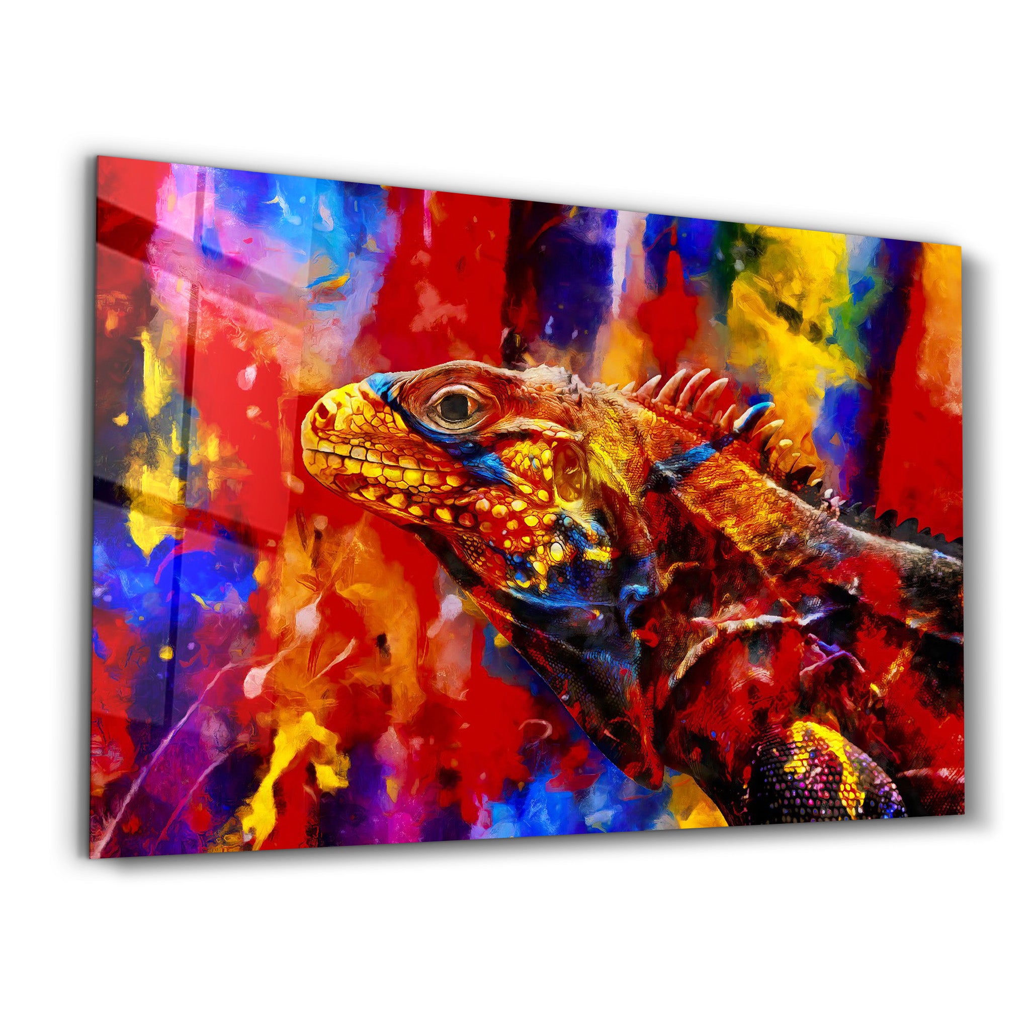 ・"Abstract Colorful Iguana"・Glass Wall Art - ArtDesigna Glass Printing Wall Art